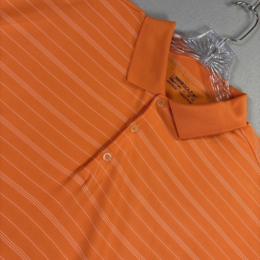 Nike Golf Shirt Men's XL Orange Short Sleeve Fit Dry Moisture Wick Polo
